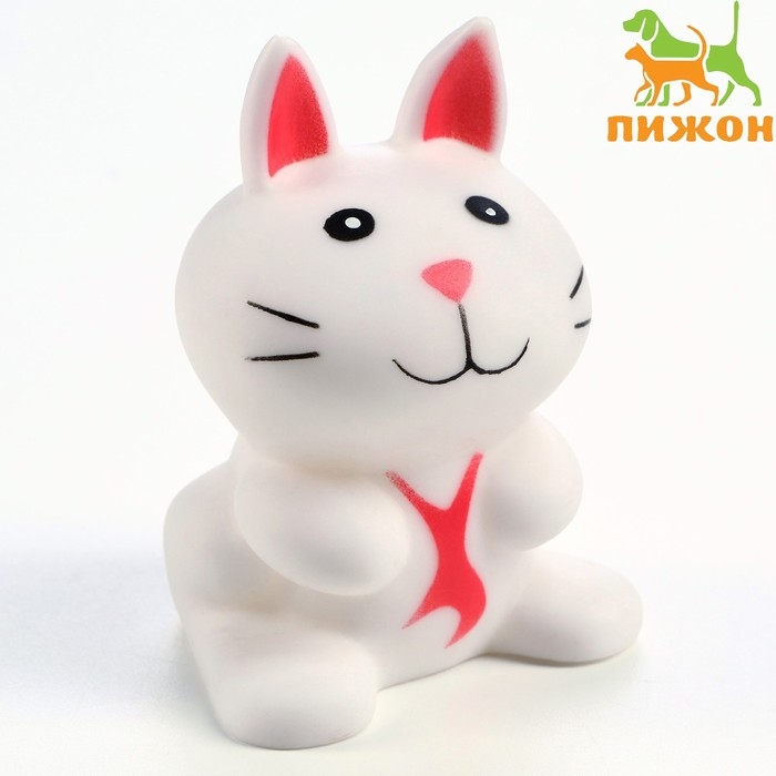 Игрушка пищащая Игрушка пищащая "Кот" для собак, 8,5 см, белая
