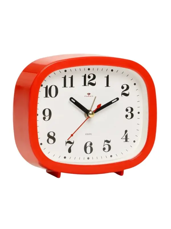Будильник-часы настольные &laquo;Классика&raquo;, дискретный ход, 12.5&times;10.5 см, от батарейки АА, красный