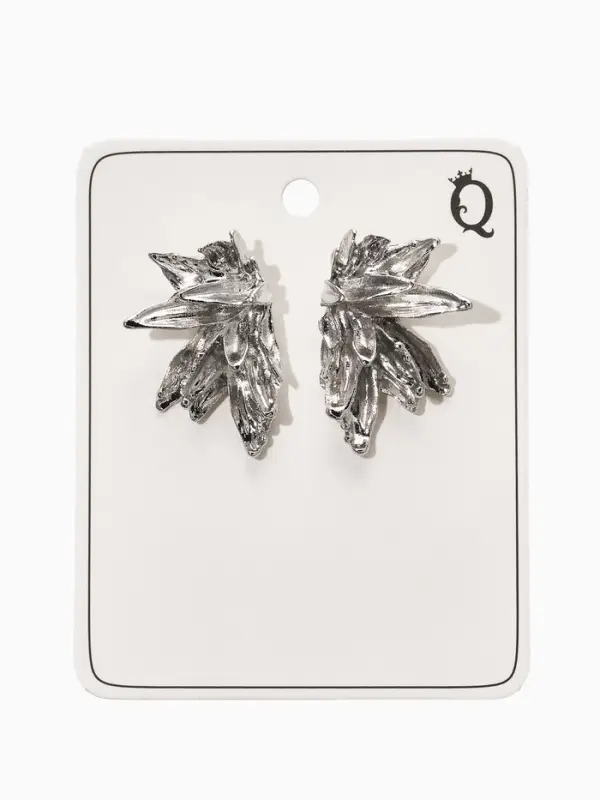 Серьги металл Серьги металл "Цветы половинки", цвет серебро