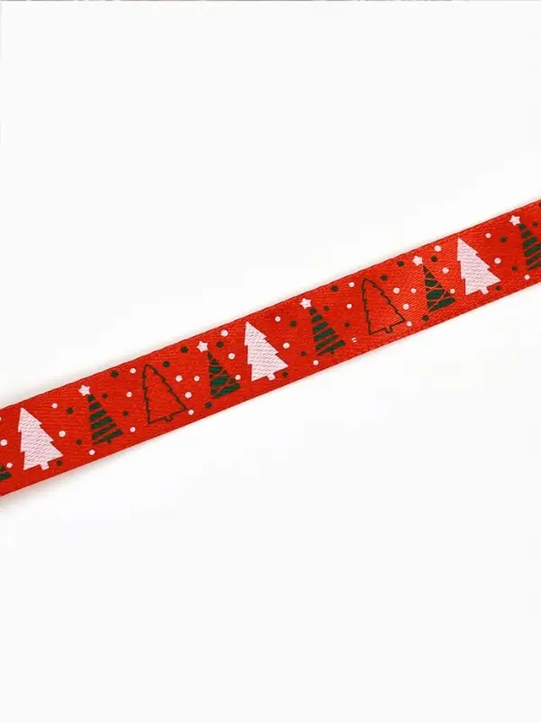 Лента атласная &laquo;Ёлки&raquo;, 15 мм, 23&plusmn;1 м, красная