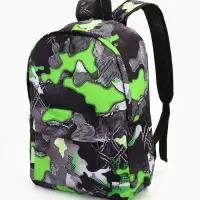 Рюкзак школьный на молнии, с карманами, с принтом, размер 30&times;13&times;42 см, зелёный