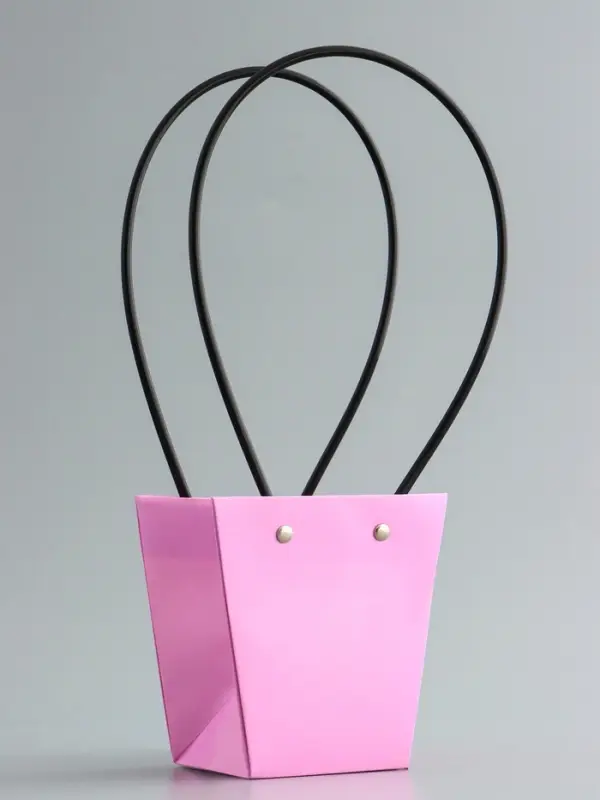 Сумка для цветов розовая влагостойкая, 12&times;12 - 8&times;8 - 12.5 см