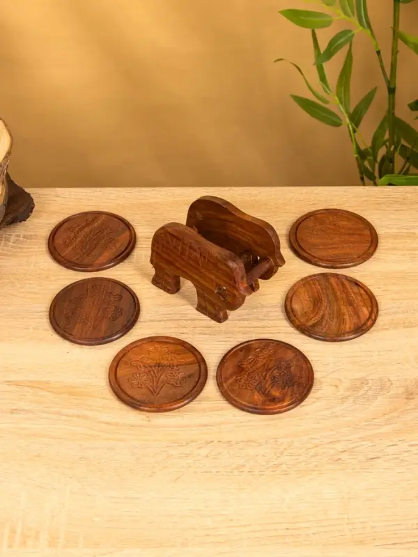 Подставка под горячее  Подставка под горячее "Слон" (набор 6 шт), 12х12х6,5 см, дерево шишам