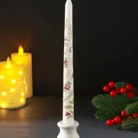 Свеча античная новогодняя 255х22 мм с декором, зимняя
