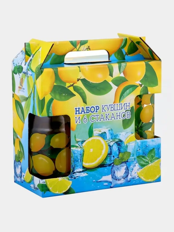 Набор питьевой &laquo;Лимон&raquo;, стеклянный, кувшин+6 стаканов, 1500/230 мл