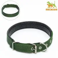 Ошейник &laquo;Комфорт&raquo; комбинированный (полиэстер, искусственная кожа), 55&times;2.5 см, ОШ 40-50 см, зелёный