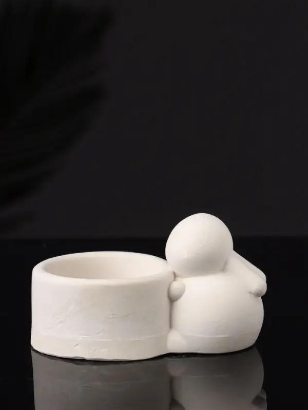 Подсвечник  Подсвечник "Заяц с чашей" 8х6х4 см, натуральный, гипс