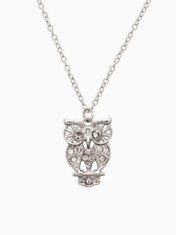 Кулон &laquo;Ажурная сова&raquo;, белый в серебре, 45 см