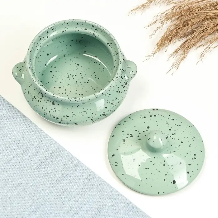 Горшочек для запекания Борисовская керамика &laquo;Гармония&raquo;, 500 мл, 13&times;9.5 см, зелёный