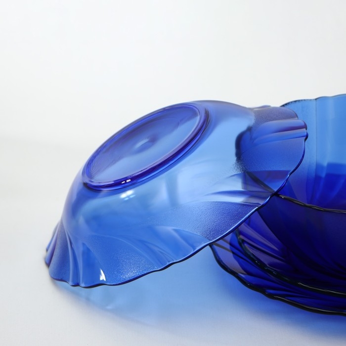 Набор столовый Sea Brim, 25 предметов: кружка 230 мл, салатник 900 мл, глубокая тарелка 600 мл, стекло, цвет синий Набор столовый Sea Brim, 25 предметов: кружка 230 мл, салатник 900 мл, глубокая тарелка 600 мл, стекло, цвет синий