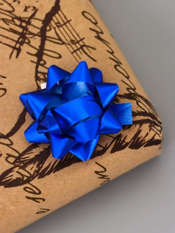 Подарочный Бант - звезда №3.5, простой металлик, для упаковки подарков, МИКС