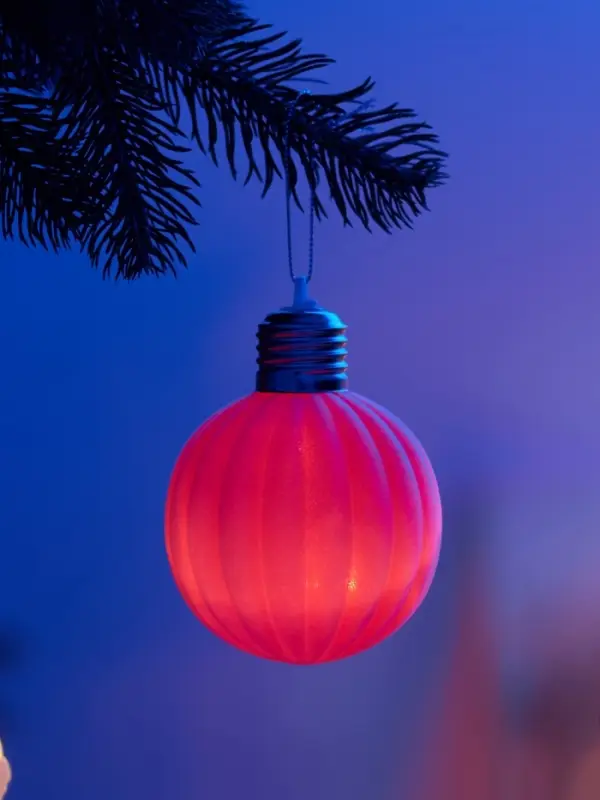 Елочный шар &laquo;Малиновый бархат&raquo; 8 см, 1 LED, от батареек LR44&times;3, свечение тёплое белое