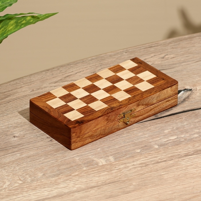 Игра настольная 2в1 (шахматы + бэкгэммон), доска 20х20 см, дерево шишам Игра настольная 2в1 (шахматы + бэкгэммон), доска 20х20 см, дерево шишам