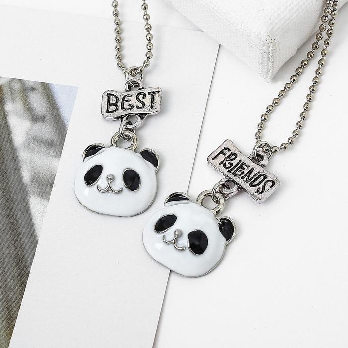 Кулоны «Неразлучники» панды, цвет чёрно-белый в серебре, 45 см Кулоны «Неразлучники» панды, цвет чёрно-белый в серебре, 45 см