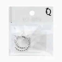 Серьги-кольца со стразами d=2.5 см, белые в серебре