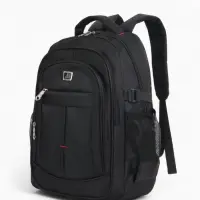 Рюкзак школьный на молнии, с карманами, однотонный, 31&times;14&times;46 см, чёрный