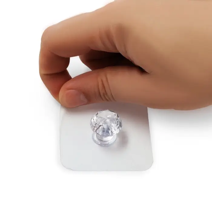 Ручка-кнопка с клейкой поверхностью ТУНДРА, прозрачный, набор 4 шт.