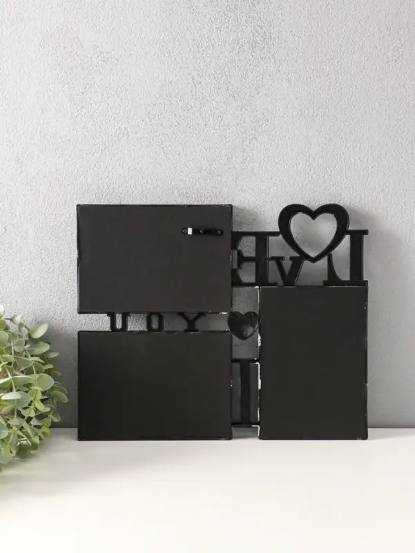 Фоторамка пластик на 3 фото 10х15 см "Я люблю тебя" тёмное серебро 31,5х25,5 см