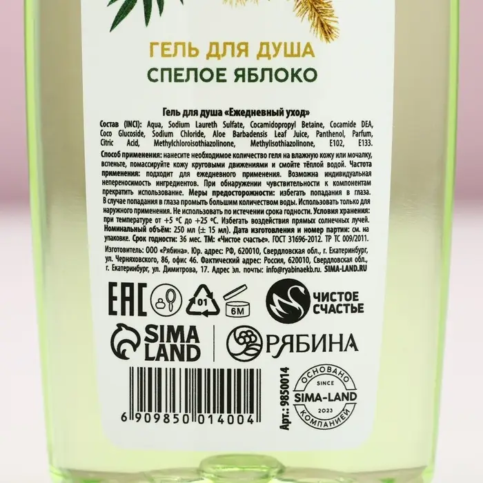 Гель для душа &laquo;С Новым Годом!&raquo;, 250 мл, аромат спелого яблока, Чистое счастье