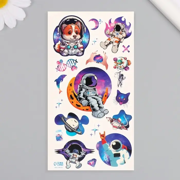 Переводные тату на тело цветные «Космос», 7.5×14 см