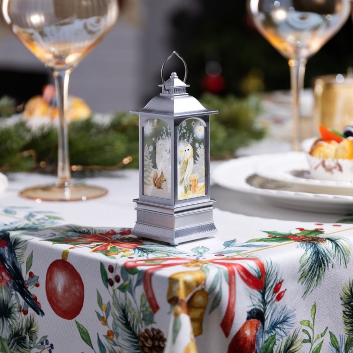 Светодиодная фигура «Серебристый фонарь с совой» 5 × 12 × 5 см, пластик, батарейки AG13х3 (в комплекте), свечение тёплое белое