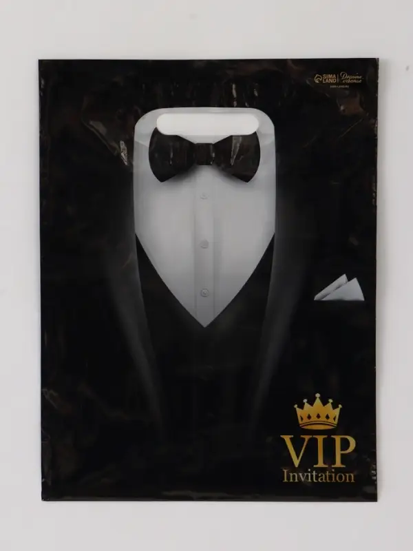 Пакет подарочный &laquo;Смокинг VIP&raquo;, полиэтиленовый, с вырубной ручкой, 30&times;40 см, 50 мкм