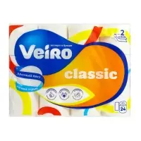 Туалетная бумага Linia VEIRO Classic, белая, 2 слойная, 24 шт.