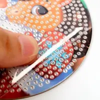 Алмазная мозаика на круглой подвеске 10&times;10 &laquo;Дед Мороз и Лошадка&raquo;