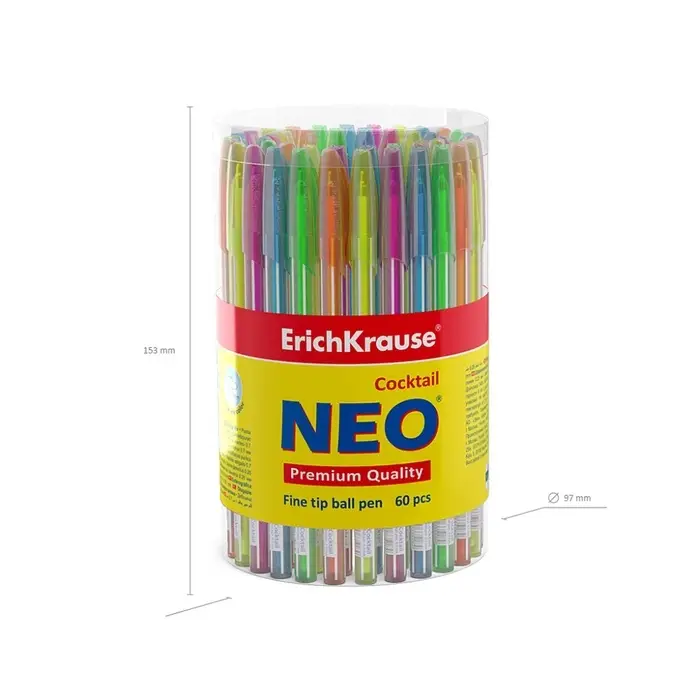 Ручка шариковая ErichKrause Cocktail, игольчатый узел 0.7 мм, чернила синие, одноразовая, МИКС Ручка шариковая ErichKrause Cocktail, игольчатый узел 0.7 мм, чернила синие, одноразовая, МИКС