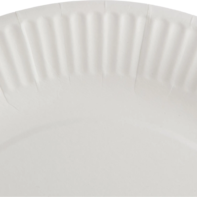 Тарелка одноразовая бум. 23см круглая, белая, 250г/м2, 50шт/уп