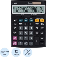 Калькулятор настольный ПОЛНОРАЗМ. Deli E1630, 12-р, дв.пит,188x140мм,черн