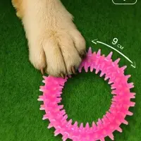Жевательная игрушка для собак &laquo;Игольчатое кольцо&raquo;, 9 см, розовая