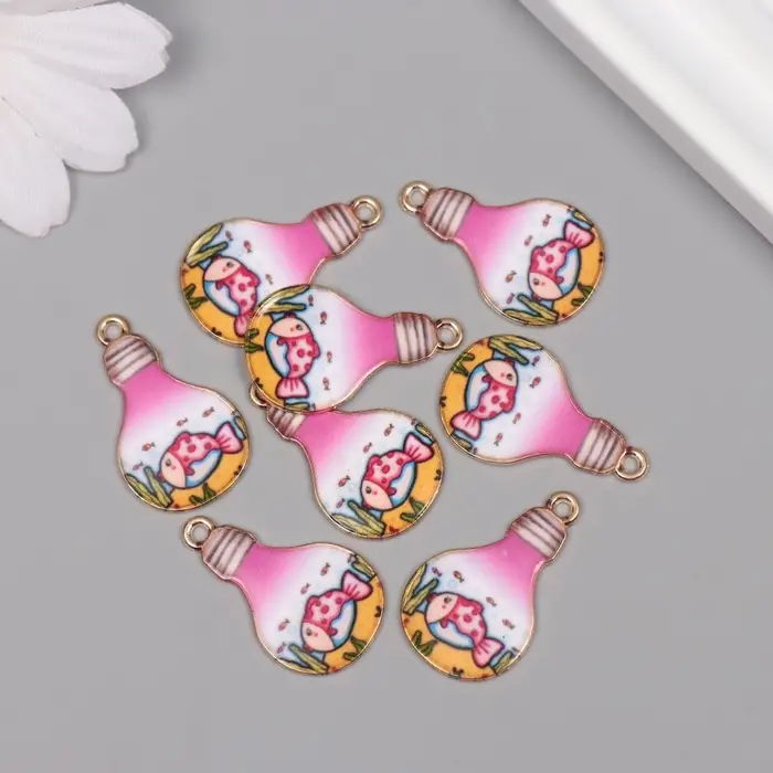 Декор для творчества металл, эмаль Декор для творчества металл, эмаль "Рыба в лампочке" 2,8х1,6 см