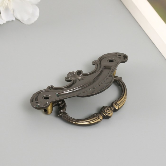 Ручка для шкатулки металл Ручка для шкатулки металл "Узоры" бронза 9х4 см