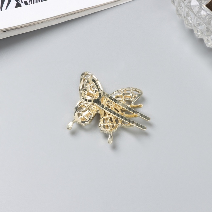 Зажим для волос "Доротеа" бабочка, 3,5 см, золото