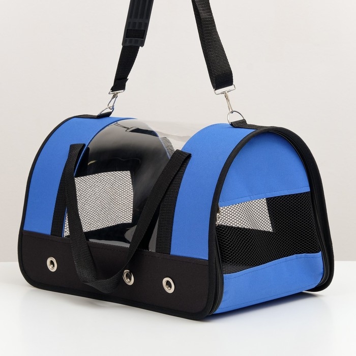 Сумка - переноска для животных Сумка - переноска для животных "Панорамная", с окном, 46 х 28,5 х 30 см, синяя
