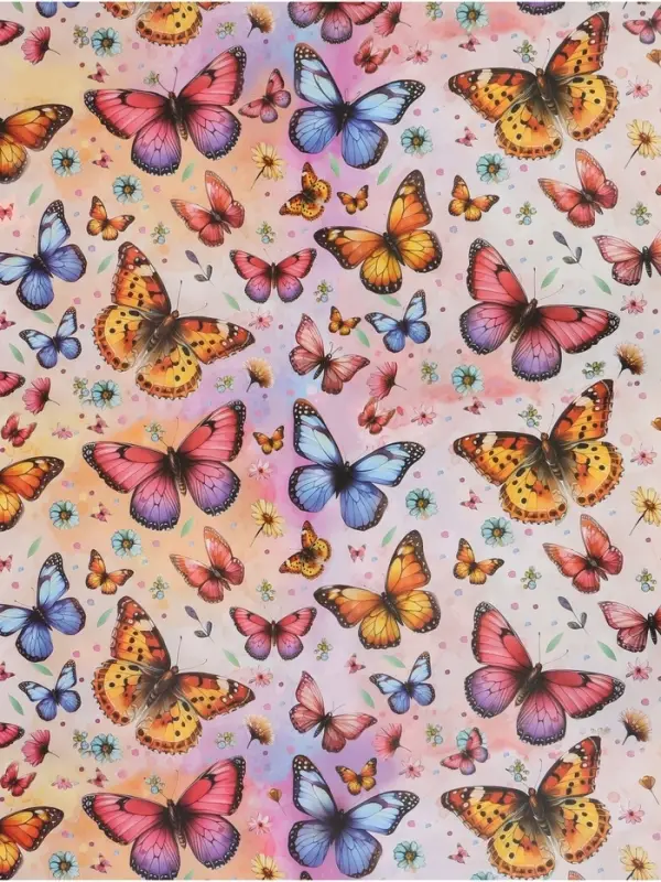 Бумага упаковочная двухсторонняя &laquo;Яркие бабочки&raquo;, глянец, 100&times;70 см