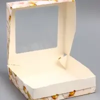 Коробки подарочная, складная, с окном, «С Днем Рождения» 15×15×4 см