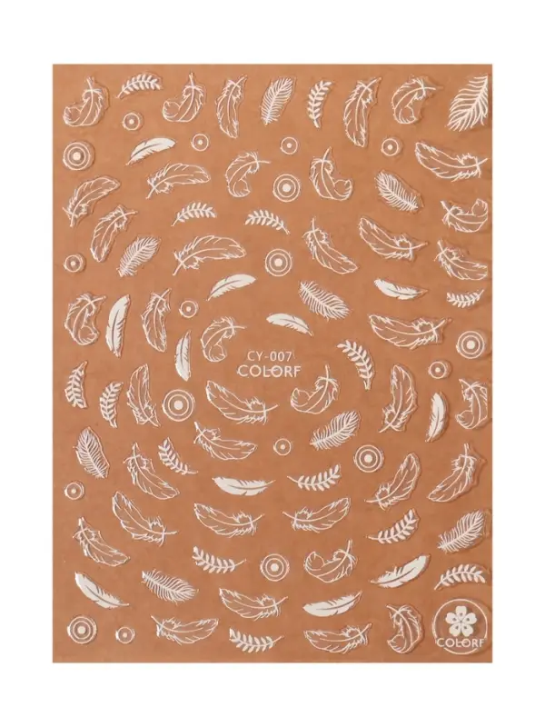 Наклейки для ногтей &laquo;Воздушные перья&raquo;, флуоресцентные, белые