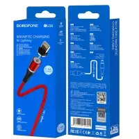 * Кабель BU16 USB Lightning 1.2M магнитный Borofone черный с красным
