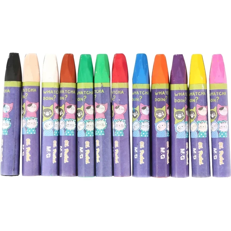 Пастель масляная M&G, 6-гран, 12 цветов- в наборе