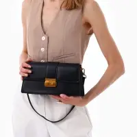 Сумка женская мессенджер TEXTURA на клапане, 26&times;8.5&times;14 см, чёрная