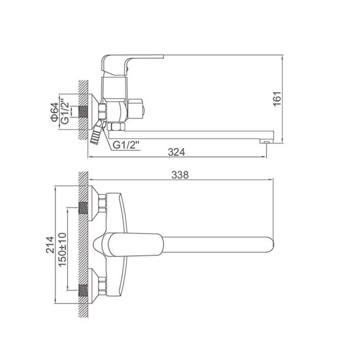Смеситель для ванны Accoona А7162, однорычажный, хром Смеситель для ванны Accoona А7162, однорычажный, хром