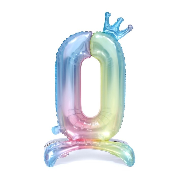 Воздушный шар фольгированный 32" &laquo;Цифра 0 с короной&raquo;, на подставке