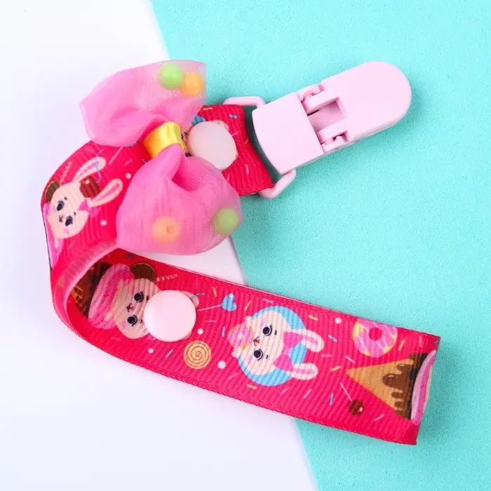 Держатель для соски - пустышки «Зайка Полли», на ленте
