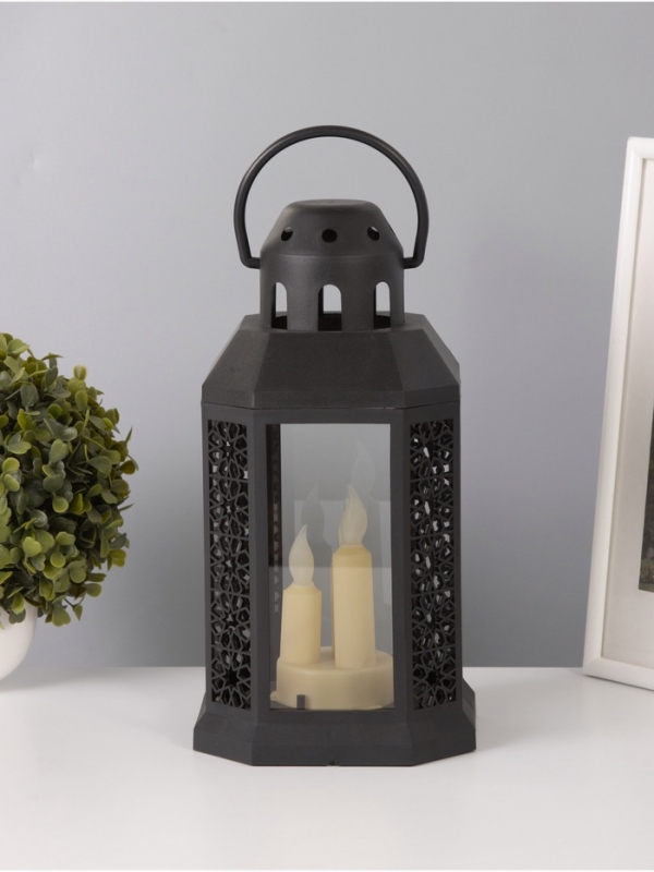 Светодиодная свеча в подсвечнике RISALUX «Восточные свечи», LED-ночник, 1.5 Вт, 3×ААА, 15.5×15.5×34 см