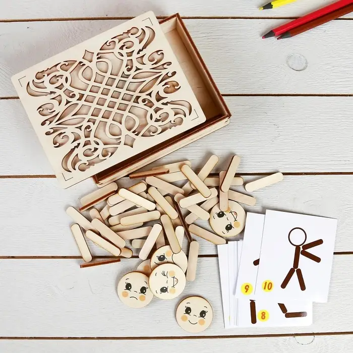 Мозаика из палочек &laquo;Человечки&raquo;, 50 палочек, 10 карточек