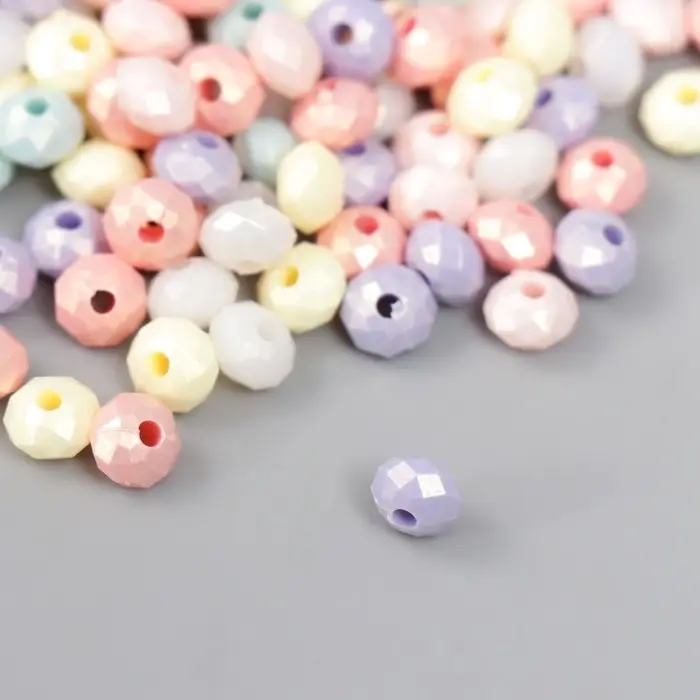 Бусины для творчества пластик Бусины для творчества пластик "Колечко кристалл с гранями" жемчужные н-р 20гр 0,4х0,6х0,6 см 78771