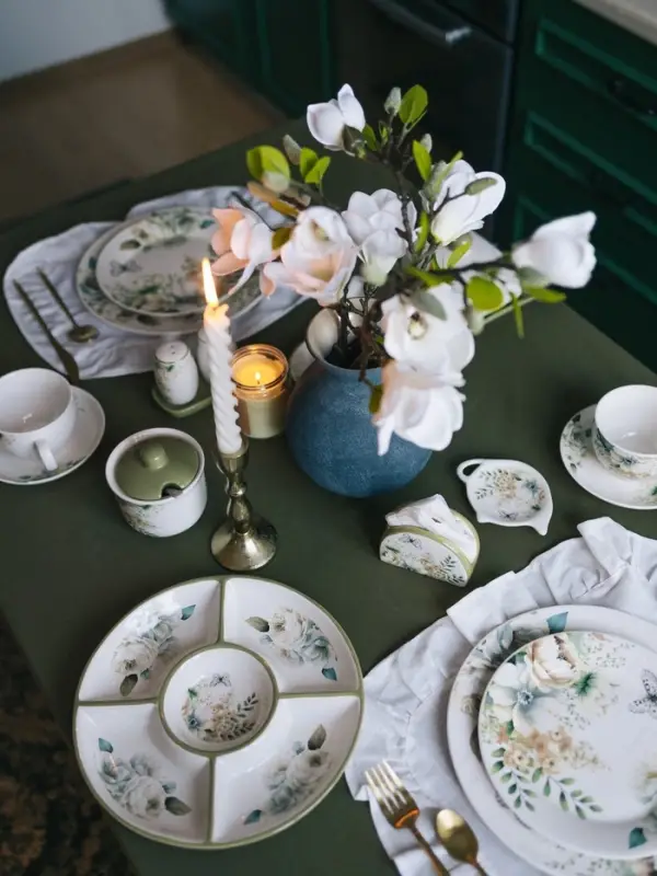 Менажница Доляна &laquo;Цветы&raquo;, 5 ячеек, d=25.5 см, доломит, белая