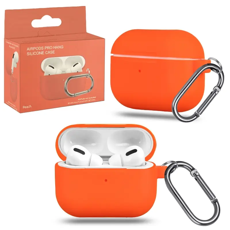 Чехол APods Pro Hang Silicon Сase с карабином Peach